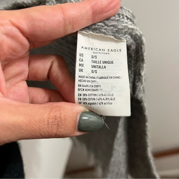 American Eagle Gray Knit Fringe Tassel Open Cardigan Kimono One Size - Picture 6 of 9